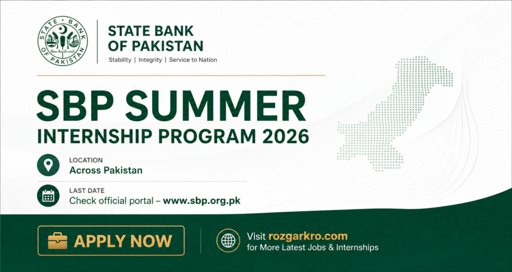 SBP Internship 2026 – State Bank of Pakistan Summer Internship Program | Apply Online Now