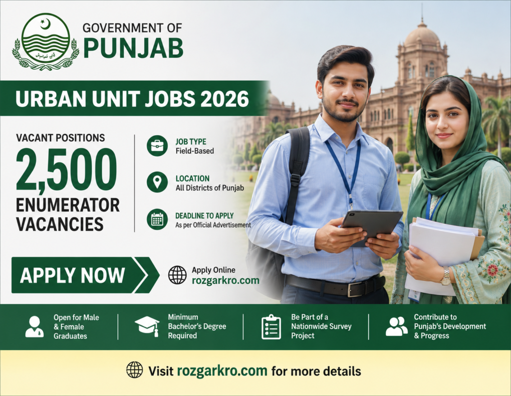Urban Unit Jobs 2026 – 2500 Enumerator Vacancies Announced | Apply Online Now