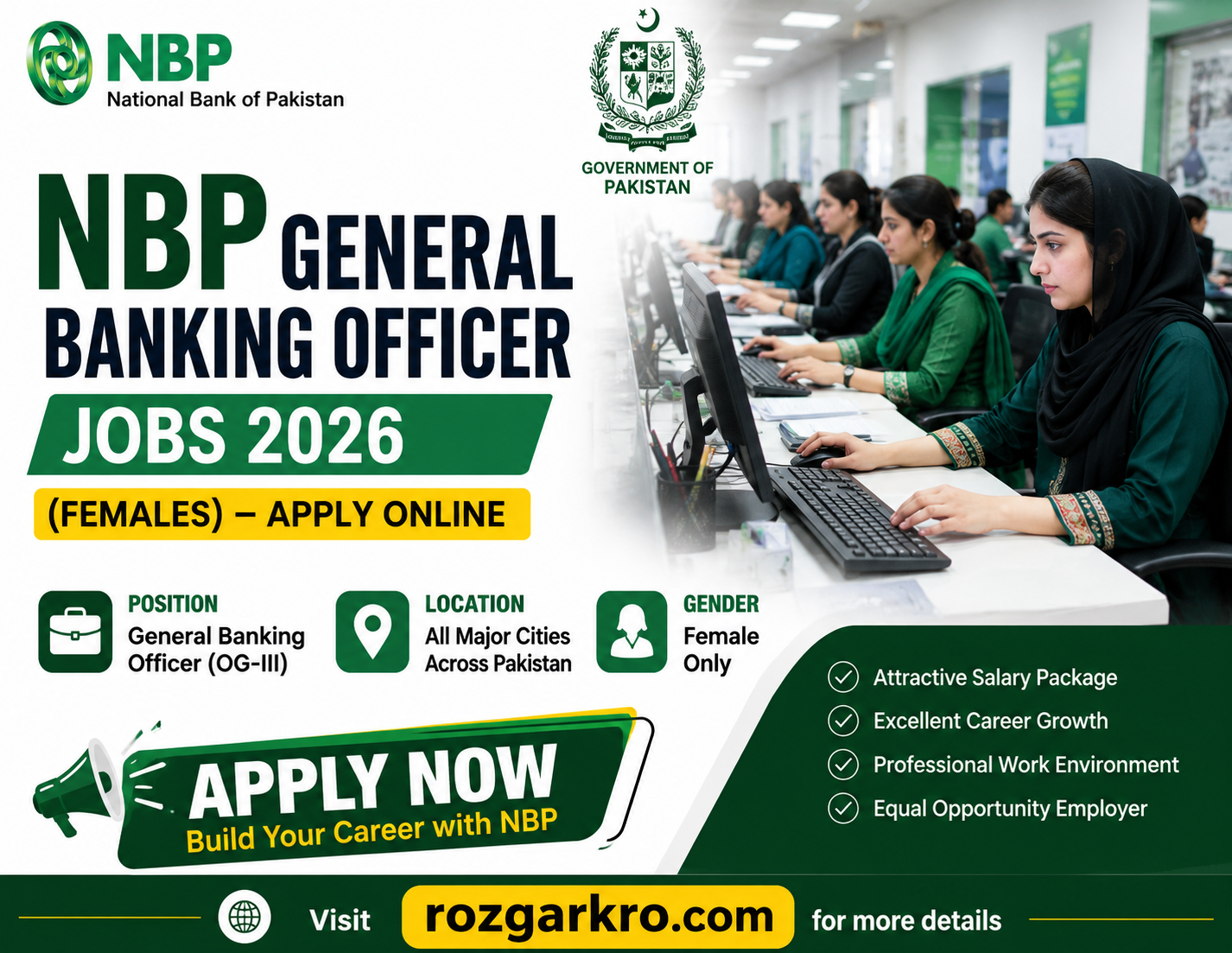NBP General Banking Officer Jobs 2026 – Apply Online (Females)