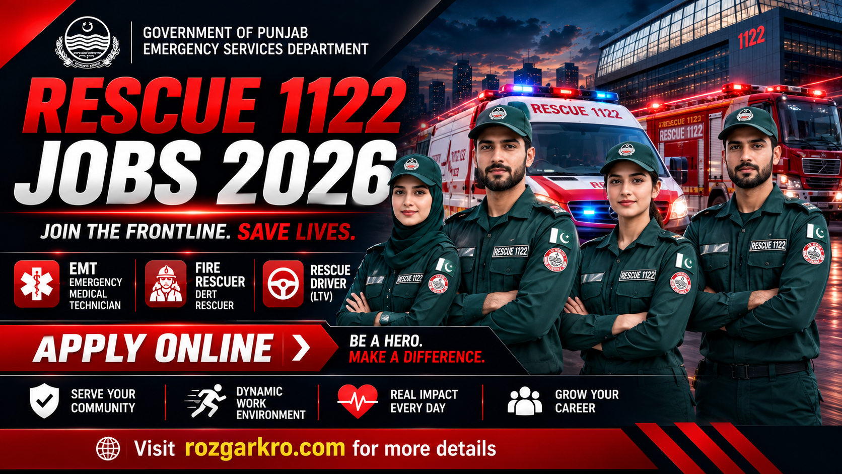 Rescue 1122 Jobs 2026 – 484 Punjab Vacancies | Apply Online Now