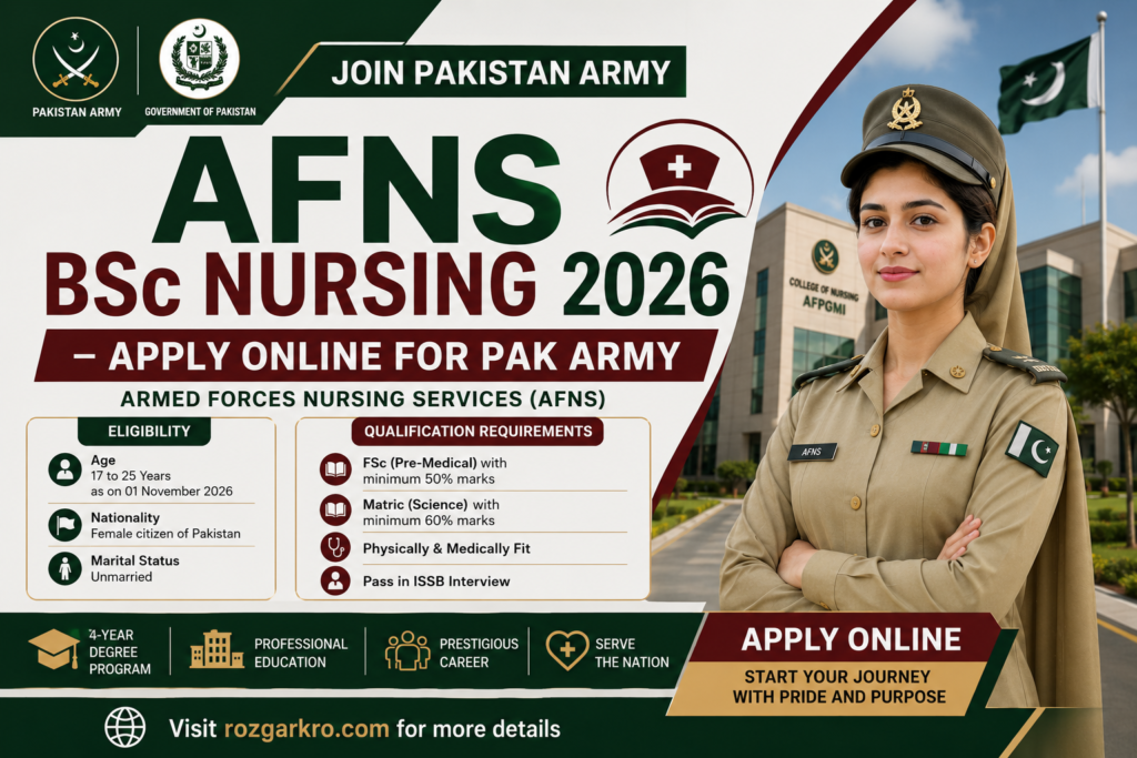 AFNS BSc Nursing 2026 – Apply Online for Pakistan Army Now